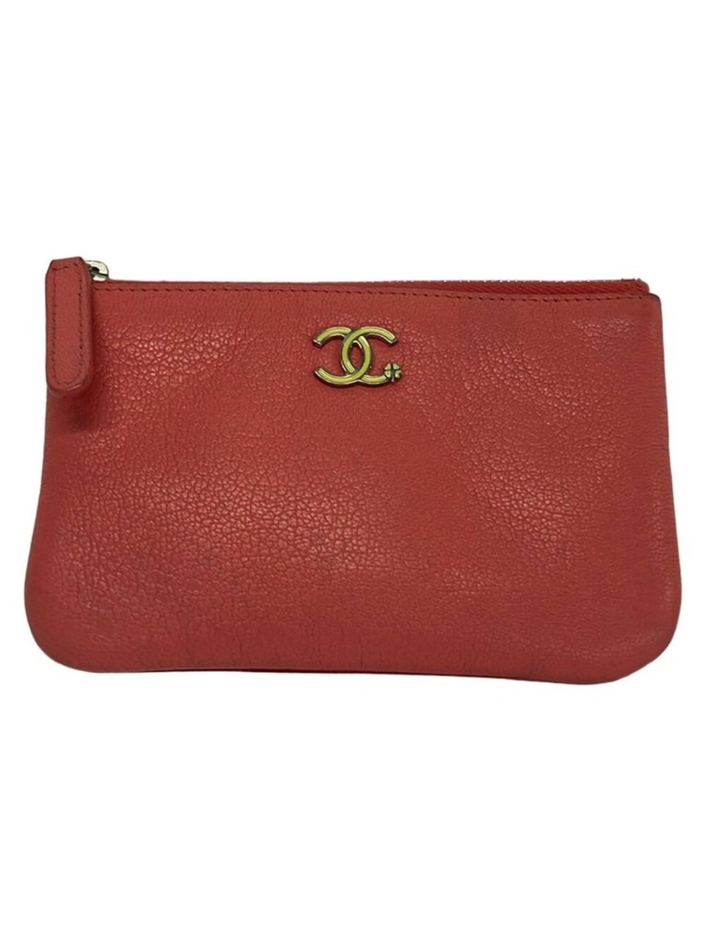 Chanel Pouch CC Petite Camellia Pink Silver Flower Leather